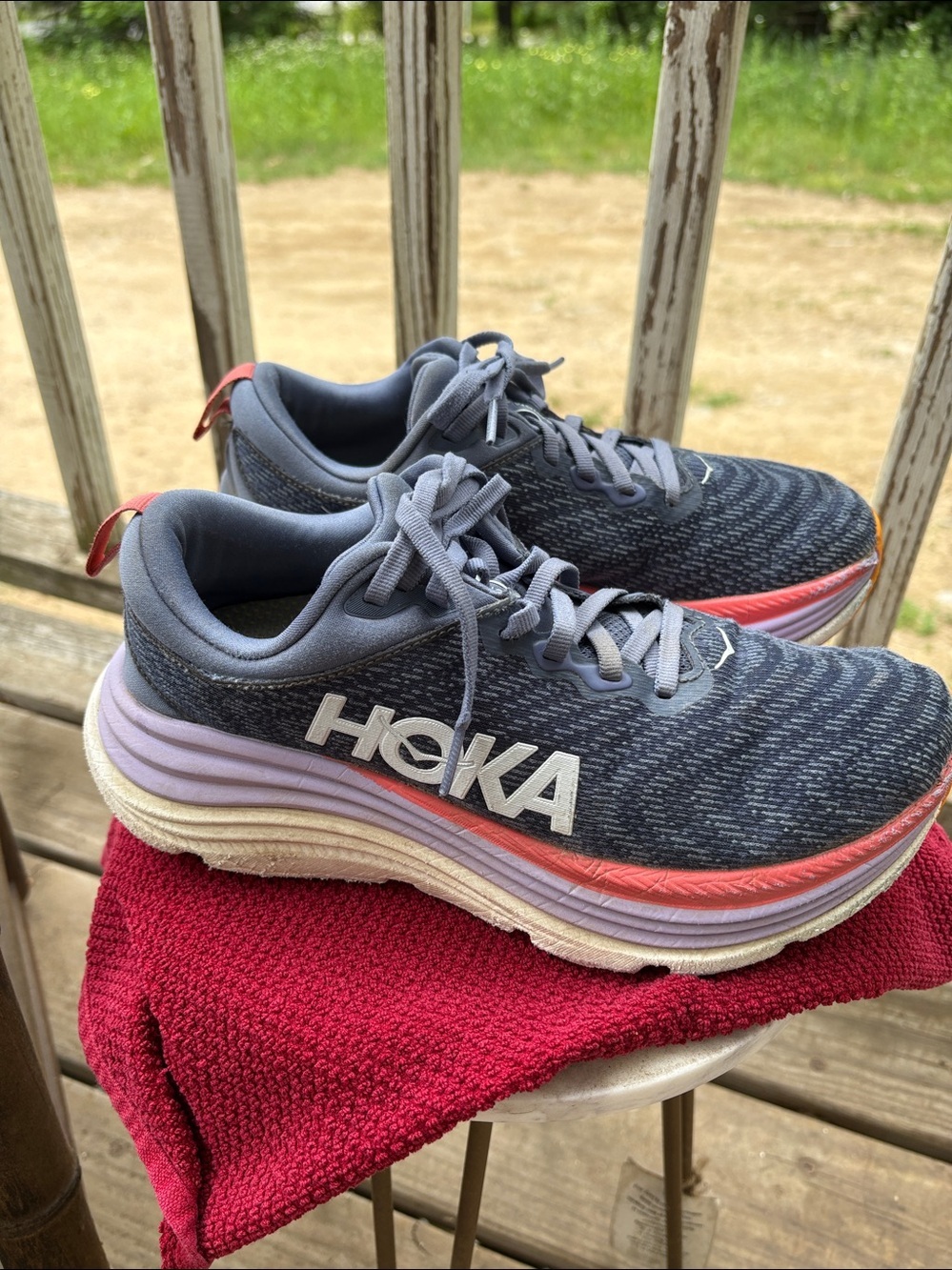 Woman’s Hoka Gaviota 5  Blue Gray Sz 7 - Picture 2 of 16